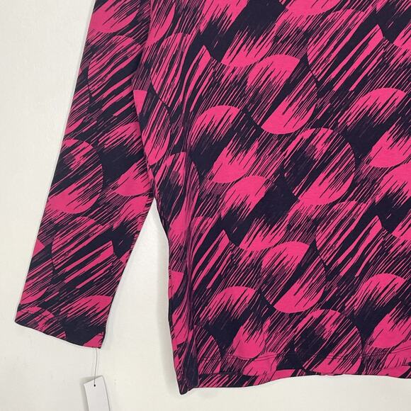 RAFAELLA Women's MEDIUM Sweater Button Front 3/4 Sleeves BLACK Dark PINK NWT - Picture 10 of 16